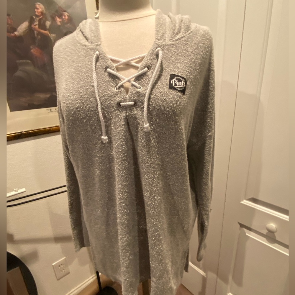 Pink - Victoria Secret Hoodies tie up Gray Size L
